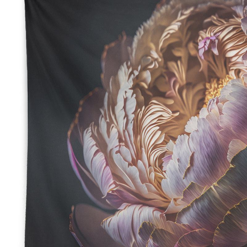 Floraison de pivoines roses et blanches I - tapisserie murale pivoines florales, H 50 po x l 60 po
