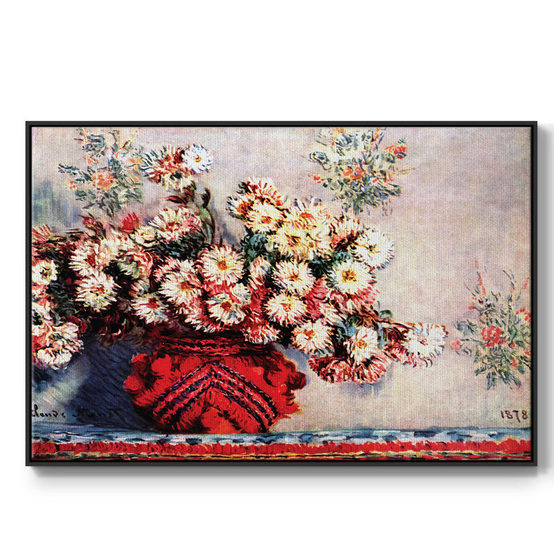 Still Life Chrysanthemums, reproduction d'art sur toile, Noir, H 17 po x l 25 po x P 2 po