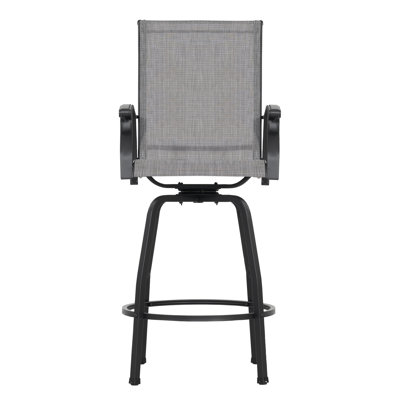 Outdoor 3-piece PVC-coated polyester Bar Set, Swivel Bar Stools And Bar Table, Gray