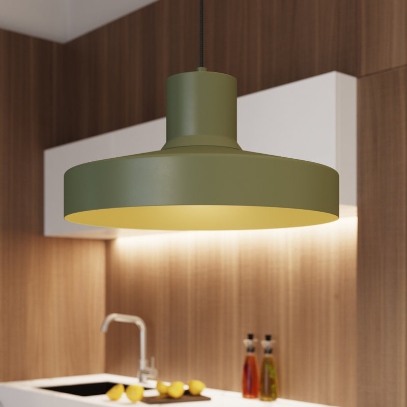 1 - Light Stainless Steel Pendant, Green
