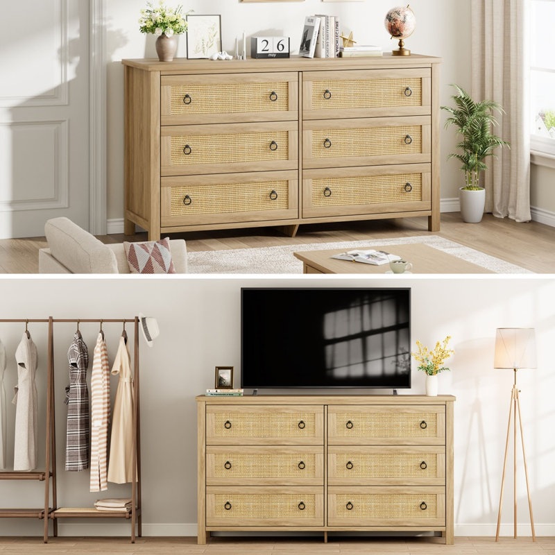 Breakwater Bay Boho Style Rattan Drawers Dresser | Wayfair