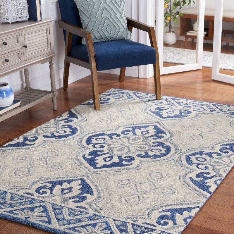 Empris Hand Tufted Wool Geometric Rug, Rectangle 5' x 8'