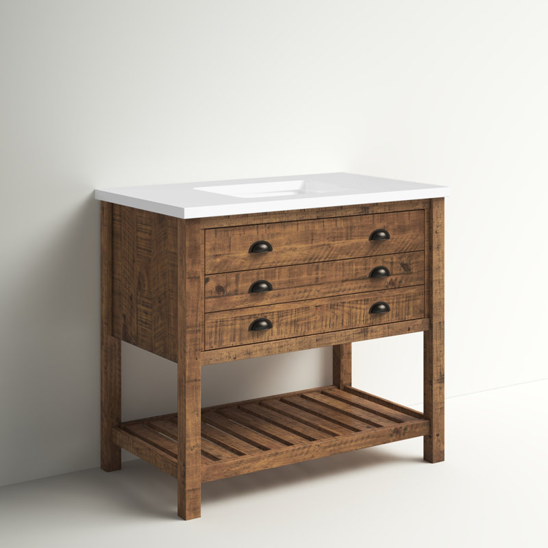 Ensemble de meuble-lavabo simple 37 po Grigg, Brun naturel