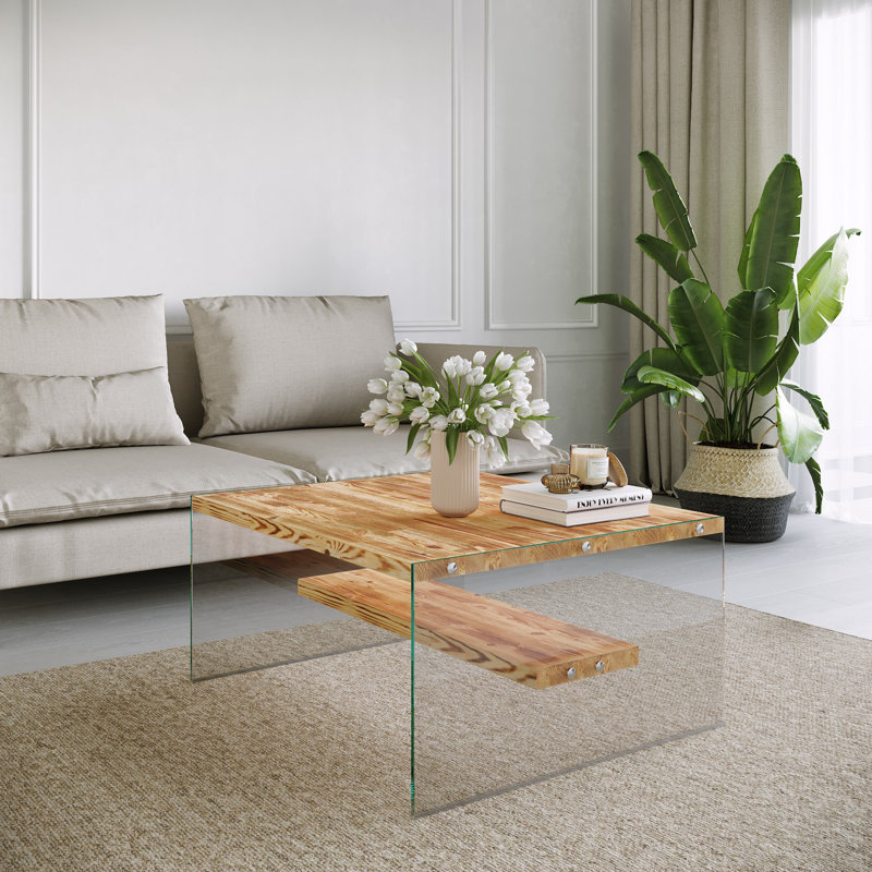 Table basse à tréteaux avec rangement