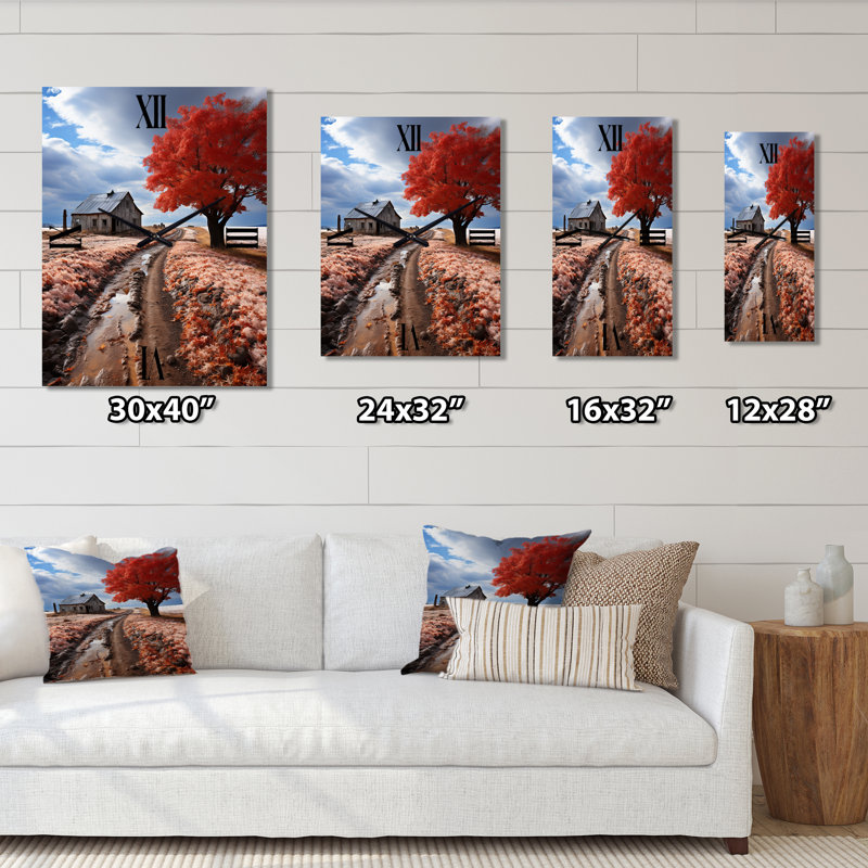 Horloge murale rouge surélevée Rustic Elegance, H 28 po x l 12 po x P 1 po