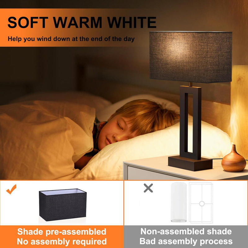 Metal USB Table Lamp, Black