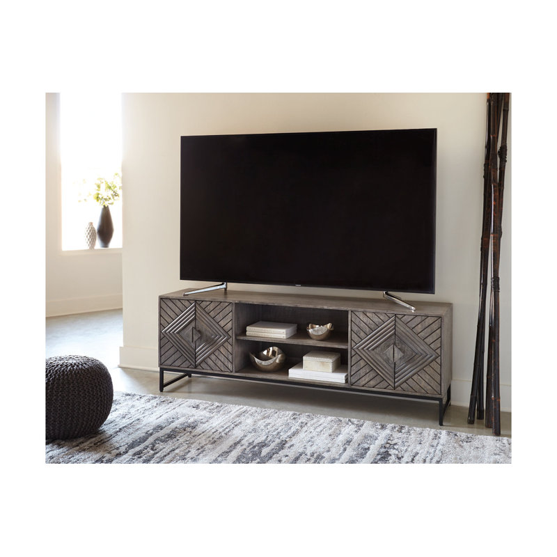 Treybrook Distressed Gray & Black Iron Accent Cabinet