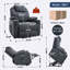 Fauteuil inclinable en polyester avec fonction Power Lift, mécanisme de mouvement robuste avec vibration à 8 points avec fonction de massage et soutien lombaire avec fonction de chauffage, avec port USB et ports de type C, acier inoxydable avec porte-gobelets-2002313761