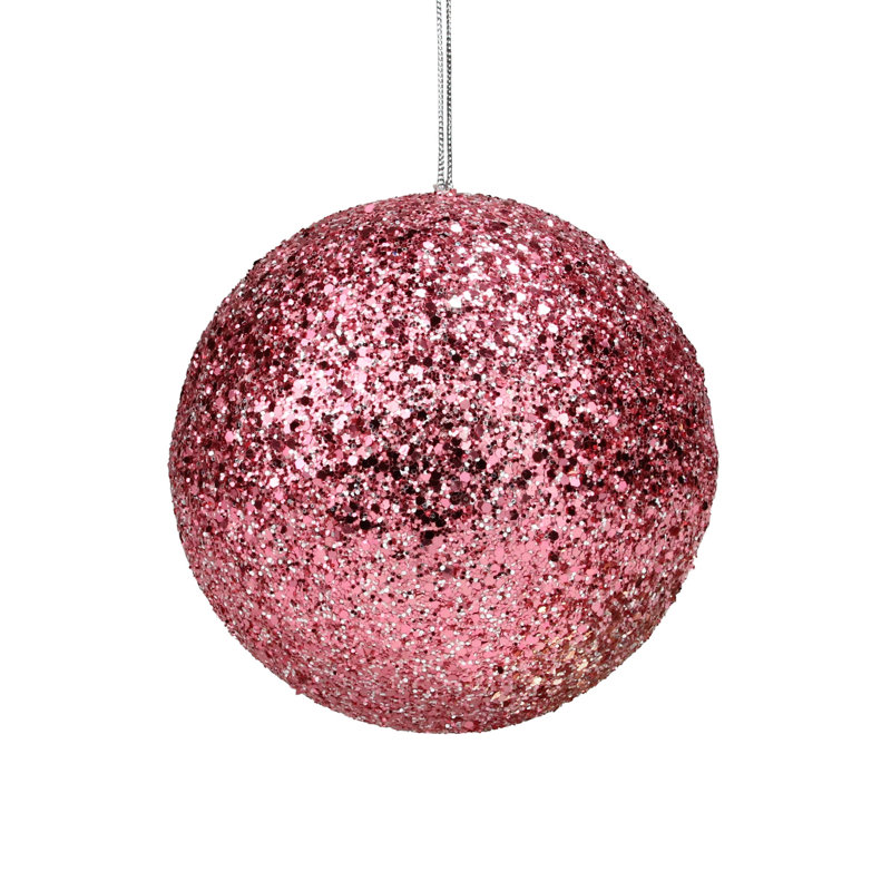 Ornement de Noël boule à paillettes, H 6 po x l 6 po x P 6 po, Rose