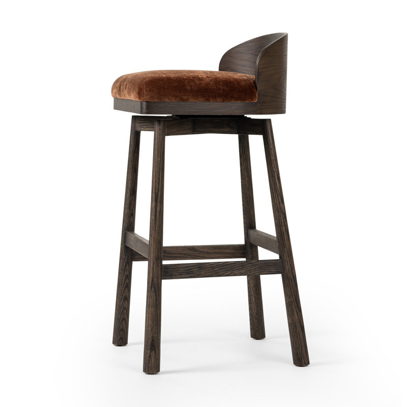 Cloris Swivel Stool-Altair Sienna-Counter & Bar, Bar Stool (30.91" Seat Height), Altair Sienna Polyester, Warm Oak