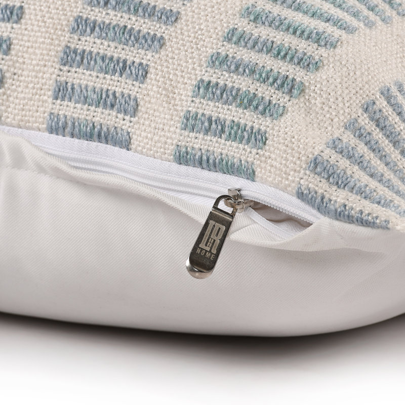 Coussin intérieur / extérieur rayé bleu / ivoire Farmhouse, Polyester
