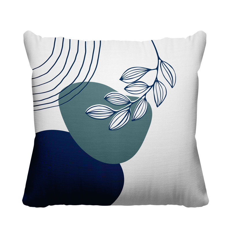 Coussin intérieur / extérieur Lupita, L 17 po x H 17 po, Turquoise / bleu marine