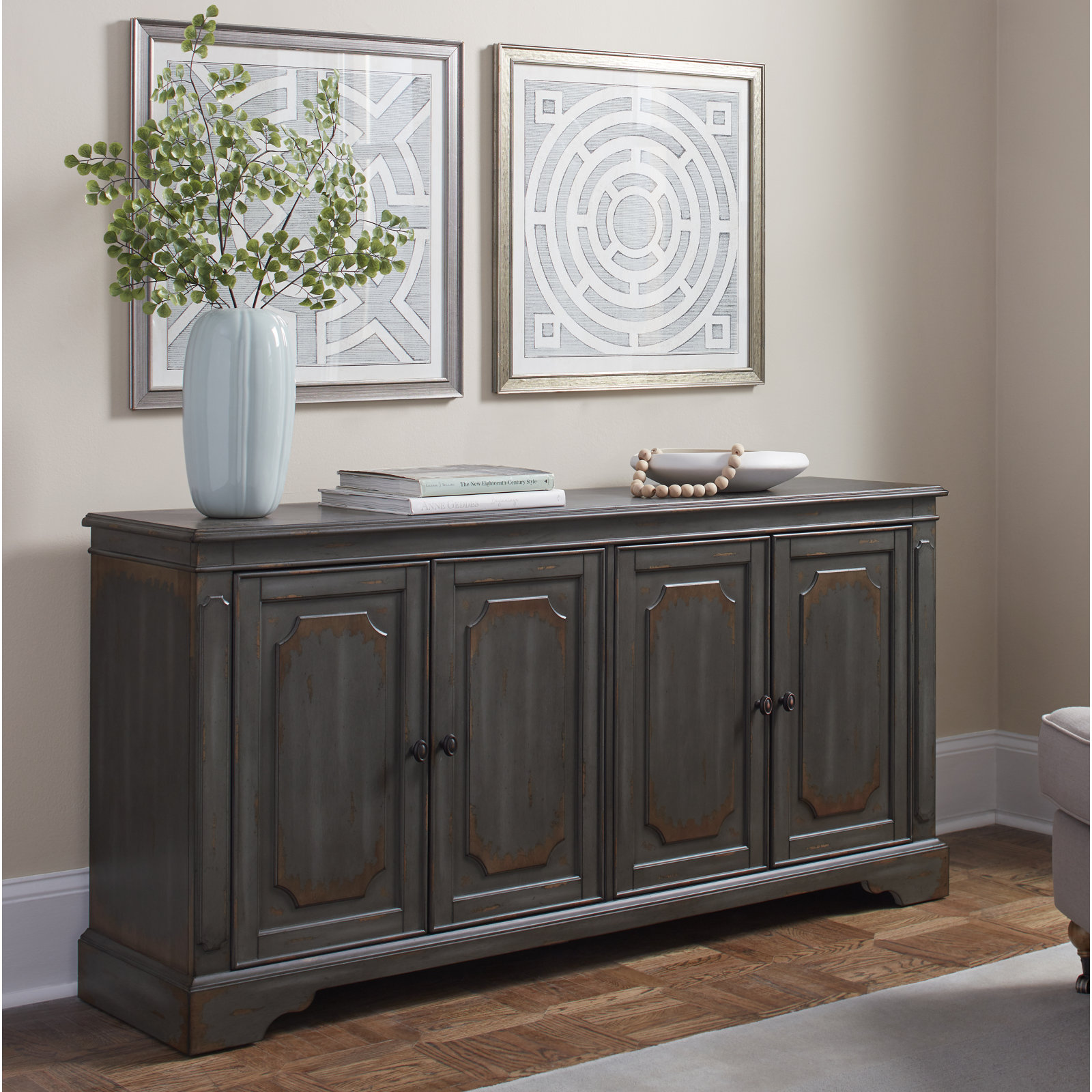 Dalgard TV Stand, 32"H x 72"W x 16"D, Gray
