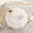 Upholstered Flower Ottoman, Round Compression Corduroy Standard Ottoman Footstool-293333234