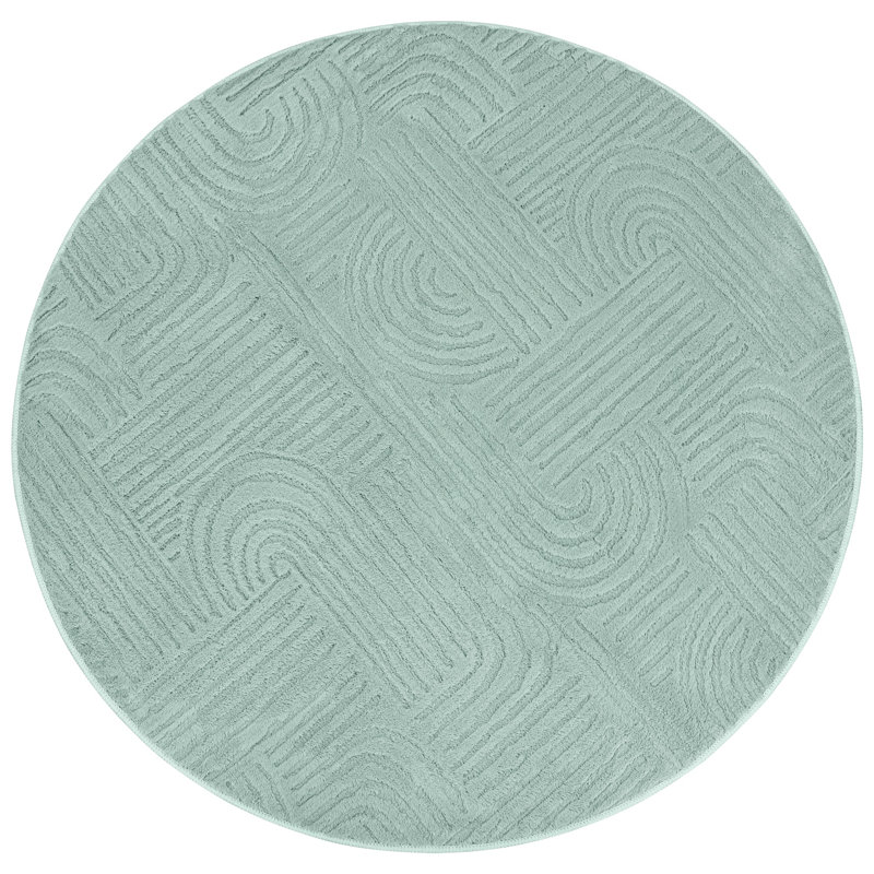 Geometric Area Rug, Round 160 cm, Sage Green