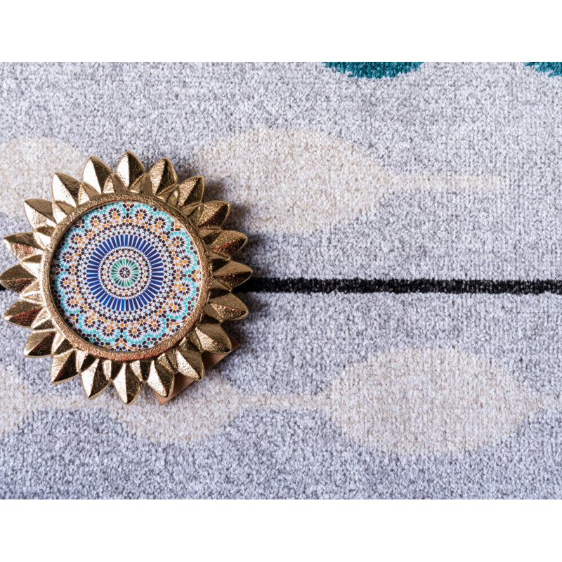 Tapis intérieur / extérieur argenté Alaina, Rectangle 5 pi 1 po x 8 pi