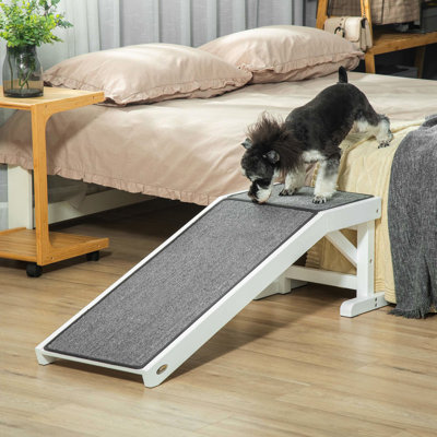 49.32" X 15.36" 14" Pet Supportive Ramp, White - , Wood Dog Ramp For Reduced Joint Stress, 14", White. Non-Slip Carpet. Strong Wood. Helps Keep Pets