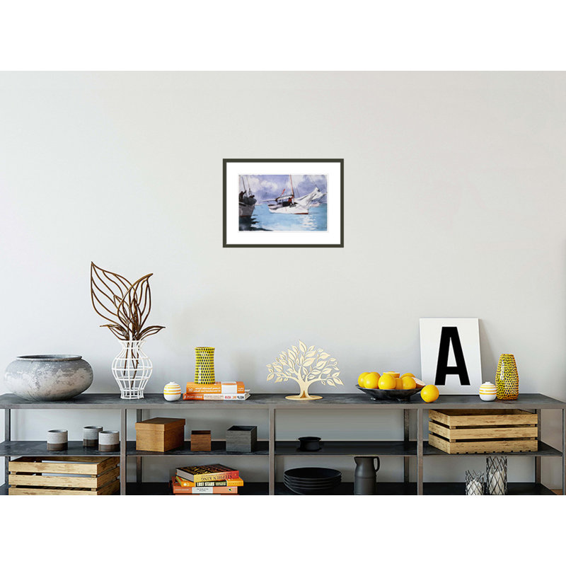 «Pêche bateaux Key West» par Winslow Homer - impression giclée encadrée, H 15,98 po x l 21,75 po