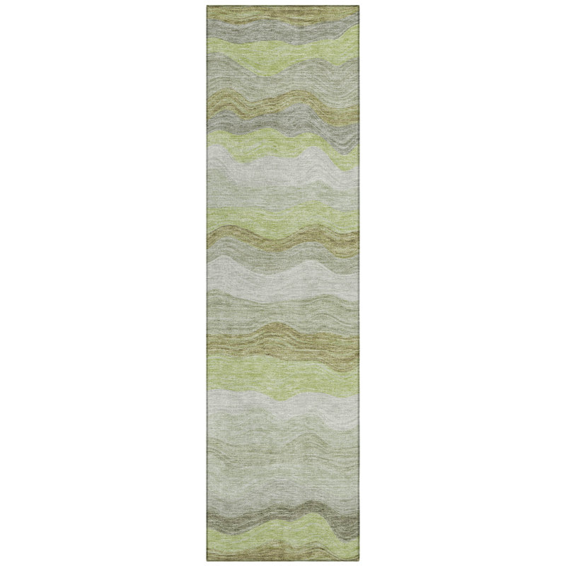 Machine Washable Indoor/Outdoor Lanphear ACN2397 Stripes Rug, Runner 2'3" x 7'6"
