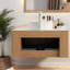 Meuble-lavabo et lavabo flottant moderne en céramique et bois durables, conception peu encombrante