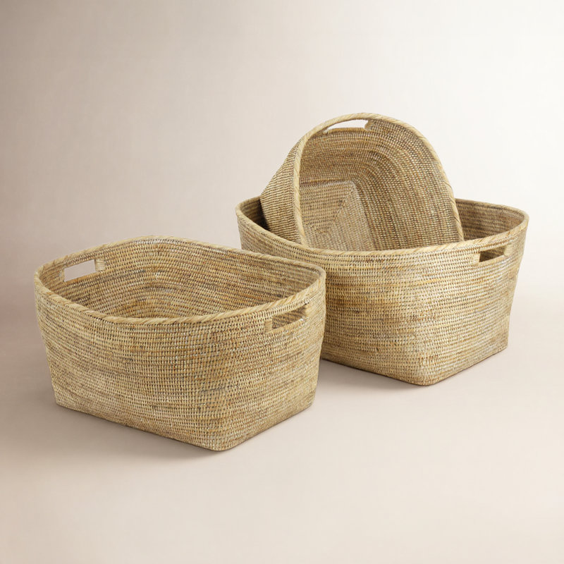 Ensemble de 3 paniers en rotin Janessa Family, Blanc