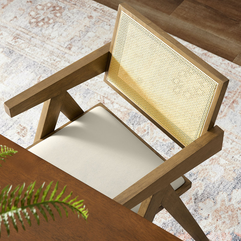 Ensemble de 2 fauteuils de salle à manger en cuir Thera, Chêne, Chêne patiné