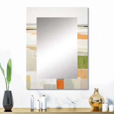 Meadow Modern Geometric Fields - grand miroir mural Meadow, miroir décoratif traditionnel, impression d'art en métal