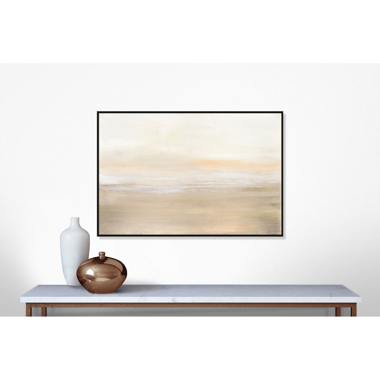 Willadeene "Morning Calm" Painting, Espresso Framed, 41" H x 61" W x 2" D