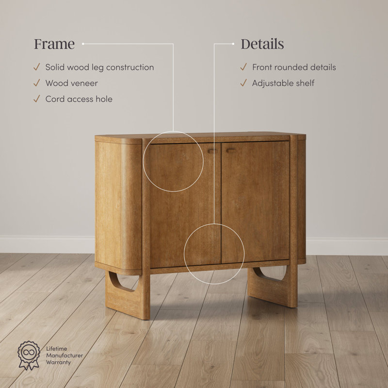 Mid-Century Modern Accent Cabinet, Light Brown, 1