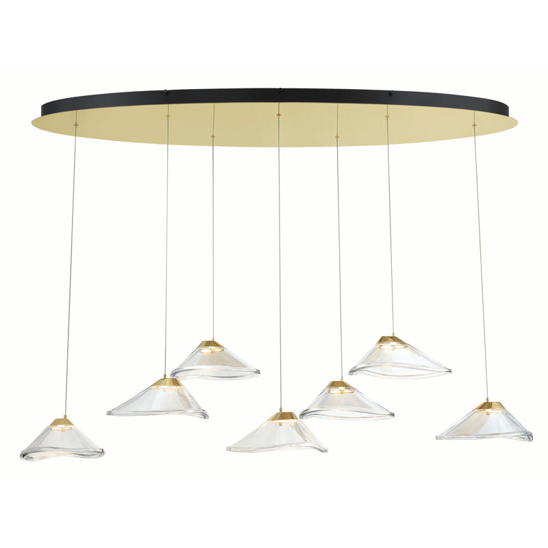 Bretson 7 - Light Gold LED Cluster Pendant