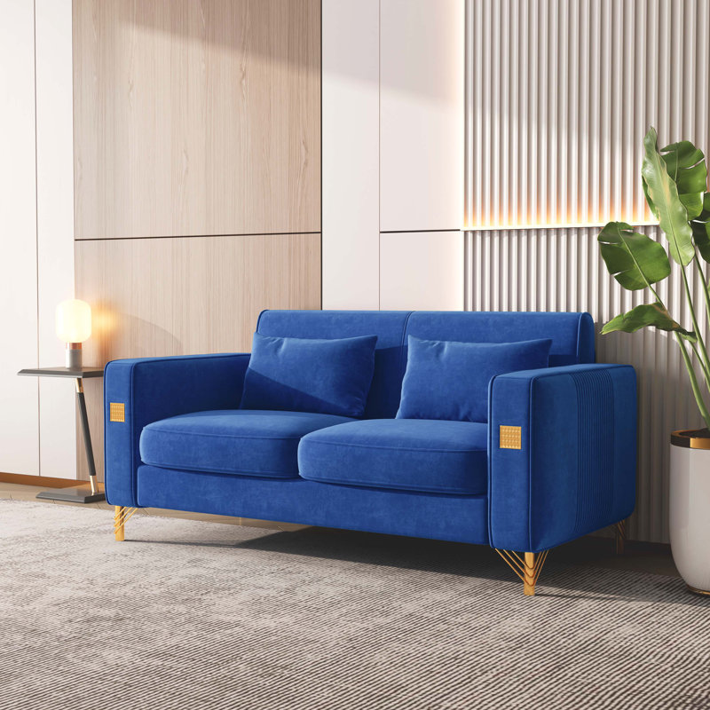 Barcaldine Velvet Loveseat, Dark Blue Velvet