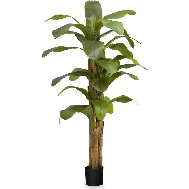 Primrue Artificial Banana Tree 7 Feet Tall Tropical Home Decoration, 83 Inches