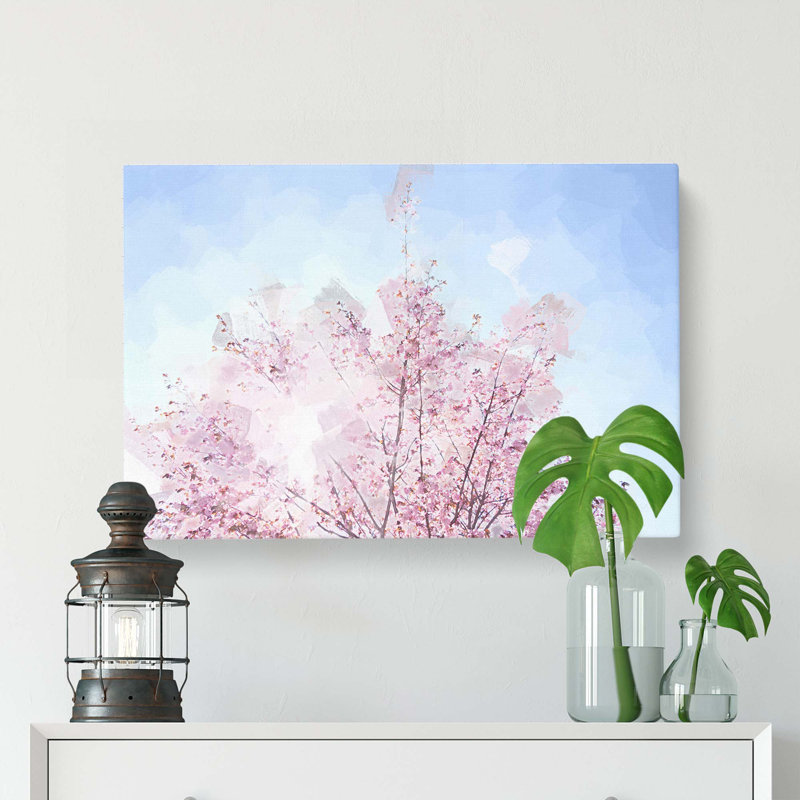 Pink Japanese Cherry Tree In Spring In Abstract - Wrapped Canvas, 40cm H x 60cm W x 3cm D