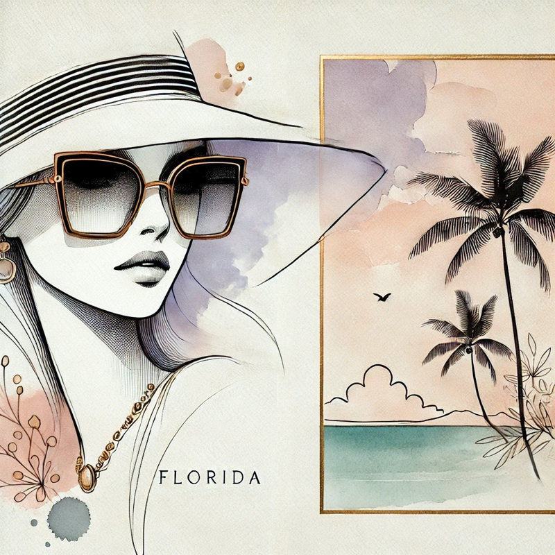 Florida Sunset Elegance - Art mural sur toile tendue, H 40 po x l 40 po