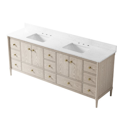 Gabby Solid Wood Double Sink Bathroom Vanity With Carrera Quartz Top