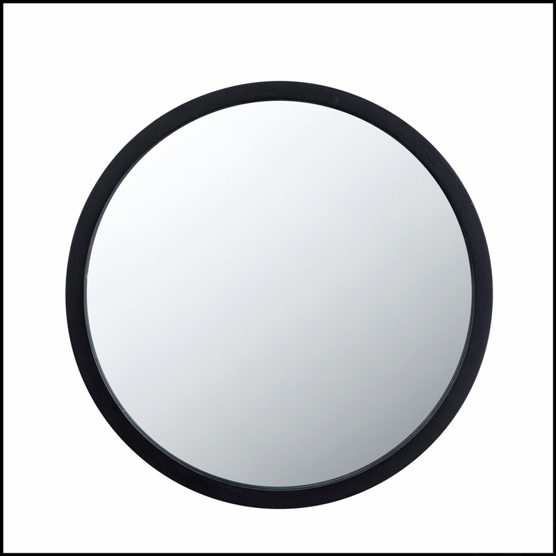 Miroir mural 20 po x 20 po avec cadre en bois et finition noire élégante, parfait pour un décor moderne et polyvalent