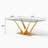 Glass Top Metal Base Dining Table With 6 Velvet Dining Chairs,7 - Piece Pedestal Dining Set-106913547-106913434
