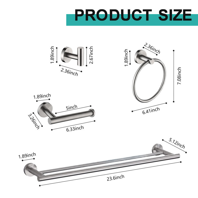 5 - Piece Bathroom Hardware Set, Brushed Nickel