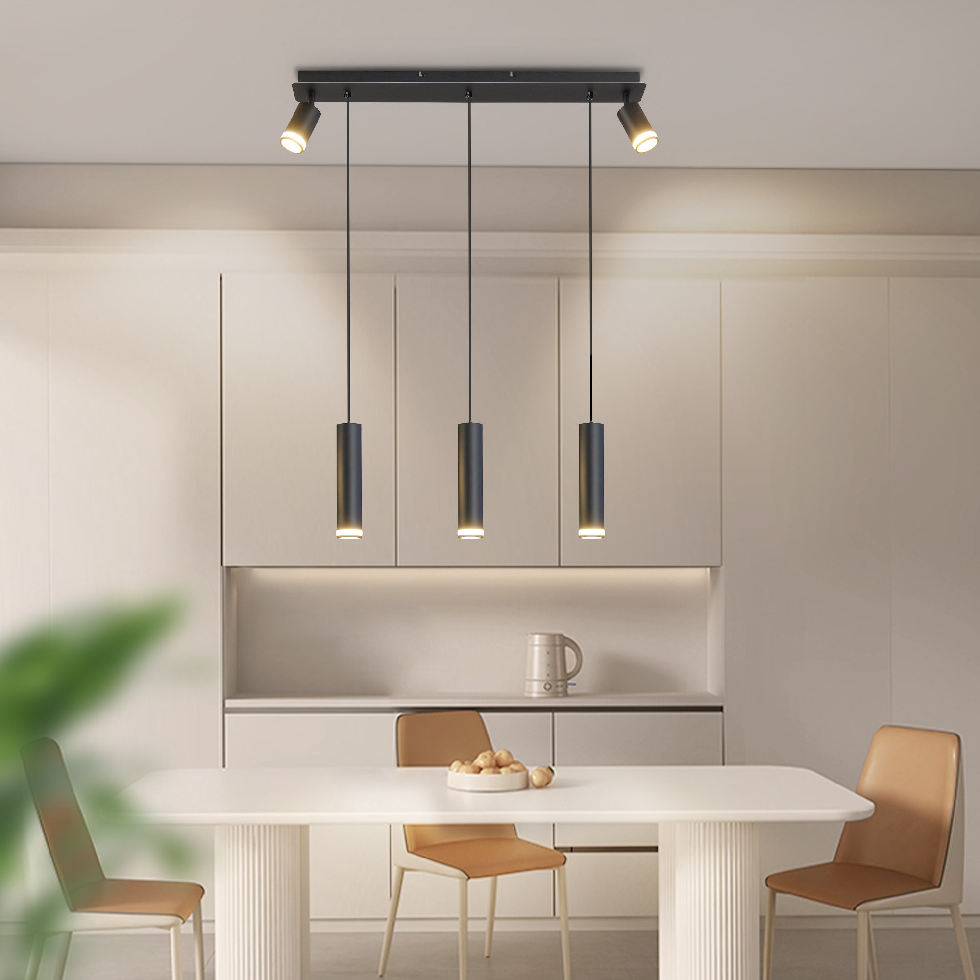 Ebern Designs Luminaire suspendu pour îlot de cuisine à 5 lumières ...