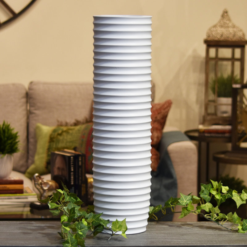Synthia Ceramic / Porcelain Floor Vase, 23" H x 6.25" W x 6.25" D
