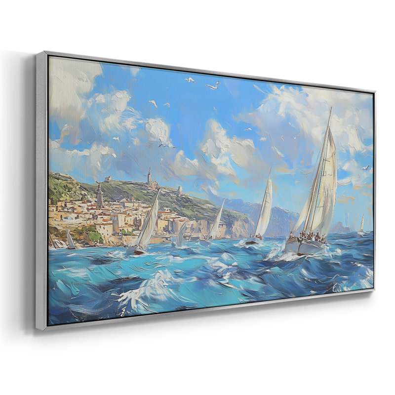 Série paysage - CLIX - Toile tendue avec châssis encadré - Prêt à être accroché, Argent argent, H 17 po x l 33 po