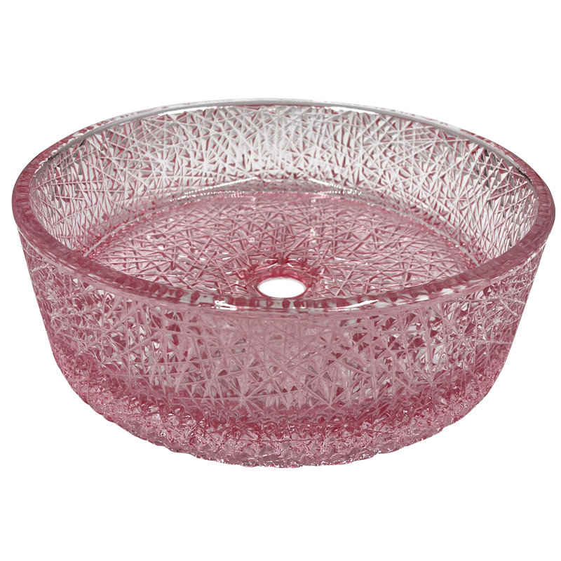 Lavabo de salle de bain circulaire en verre 14 po Stadium - Collection Timeless, Champagne rosé