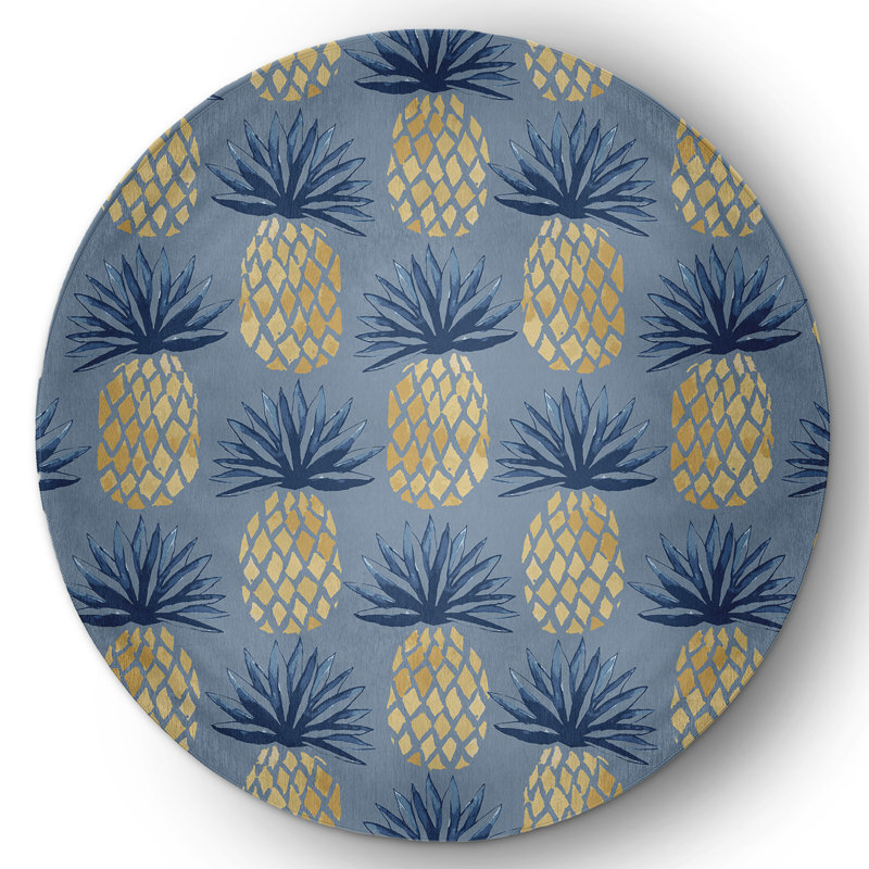 Fohoren Chenille Floral Rug, Round 5'