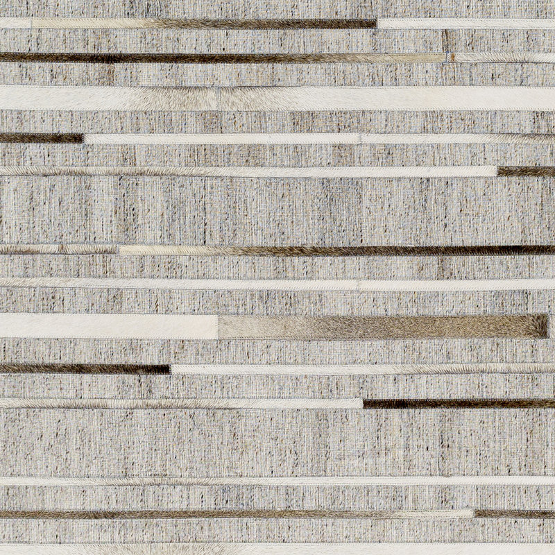 Asbey Rectangle Striped Handmade Flatweave Viscose/Leather/Cowhide Area Rug in Gray/Taupe, Rectangle 5' x 7'6"