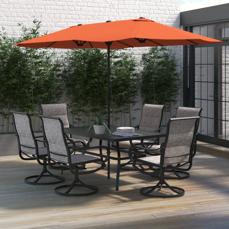 Ensemble de salle à manger rectangulaire pour 6 personnes 60 "avec parasol Leonard