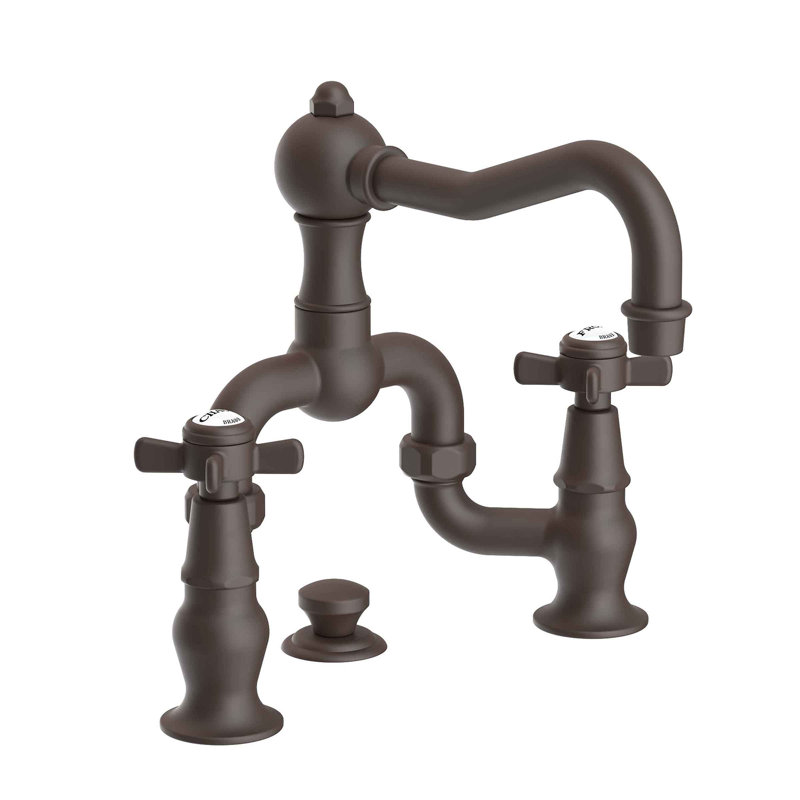 Chesterfield Bathroom Bridge Faucet with Drain Assembly, Oil Rubbed Bronze, Bridge