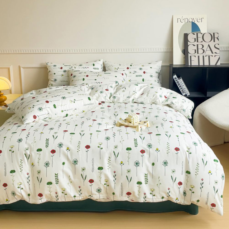 Polyester Floral Duvet Cover with Pillowcases Included