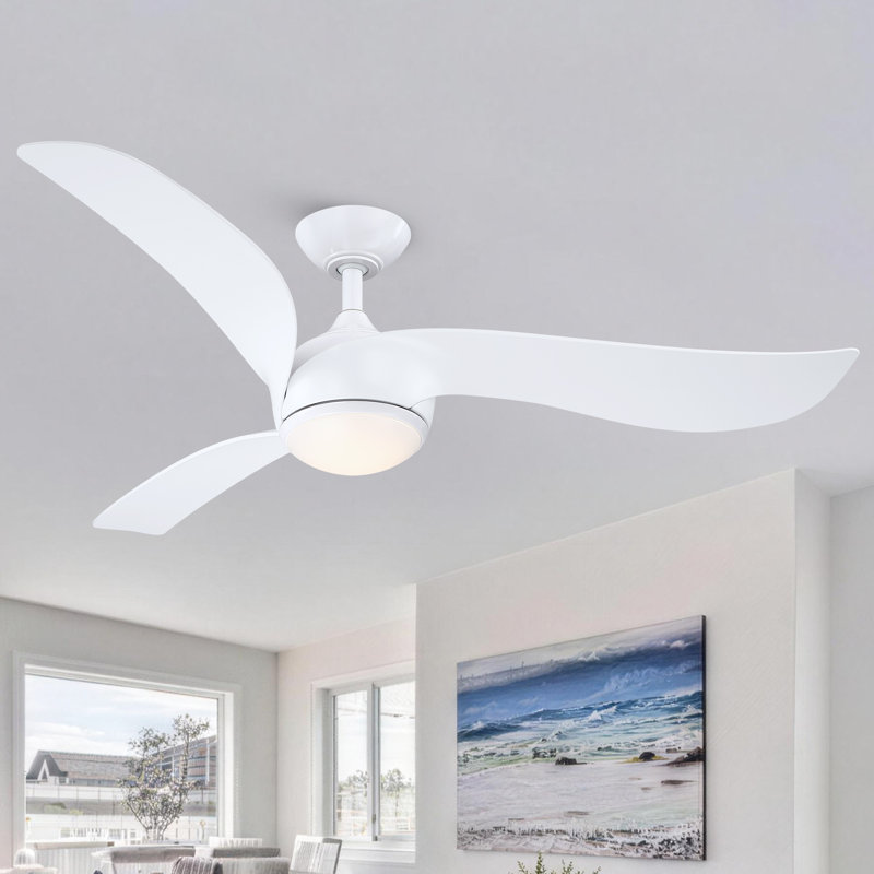 52" White Propeller Dimmable LED Ceiling Fan with 3CCT LED Lights and Remote Control