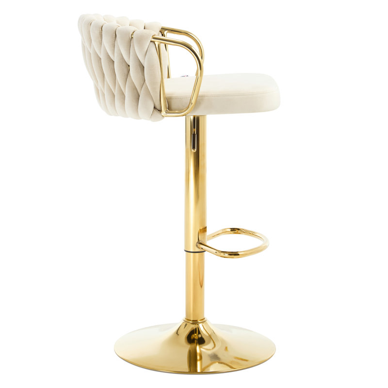 Swivel Yes Velvet Bar Stool, Cream, 1