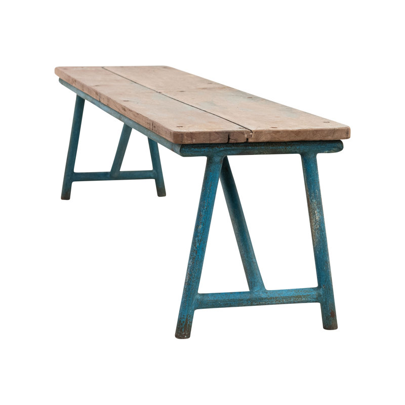 Banc en bois récupéré et en métal